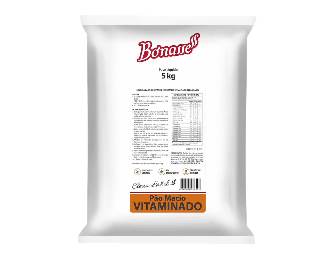 Mistura Pão Macio Vitaminado Clean Label